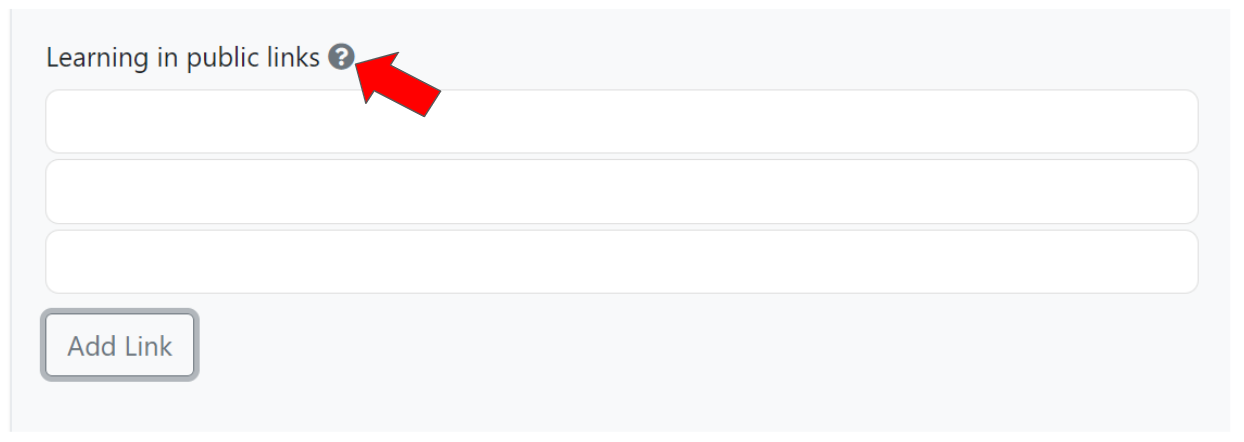 Learning in public links section in course platform