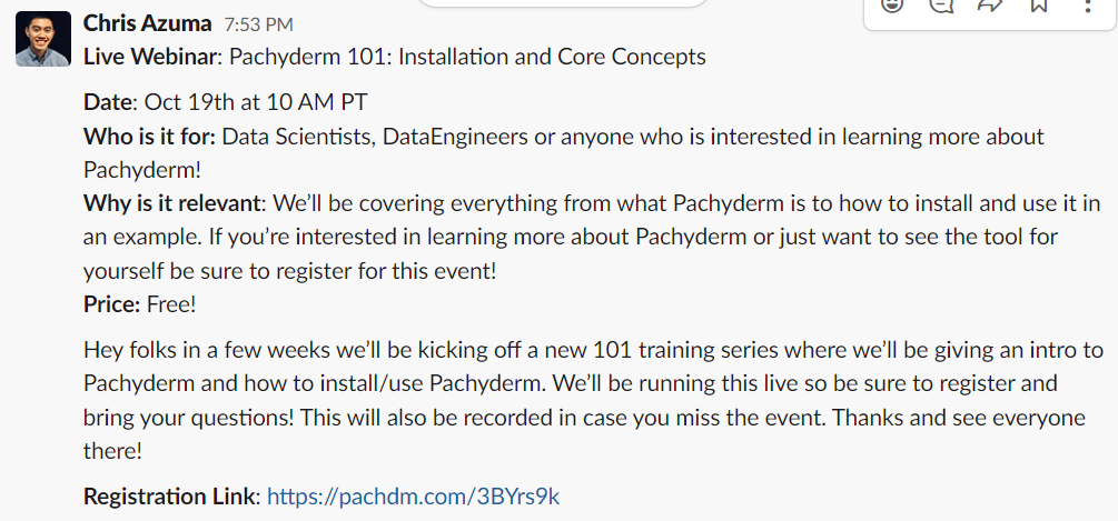 Example of a good events post