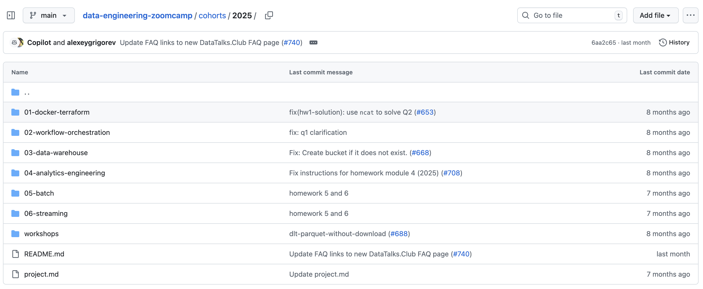 Data Engineering Course Materials on GitHub Data Engineering Zoomcamp course materials on GitHub - complete learning resources for data pipeline development and data engineering certification