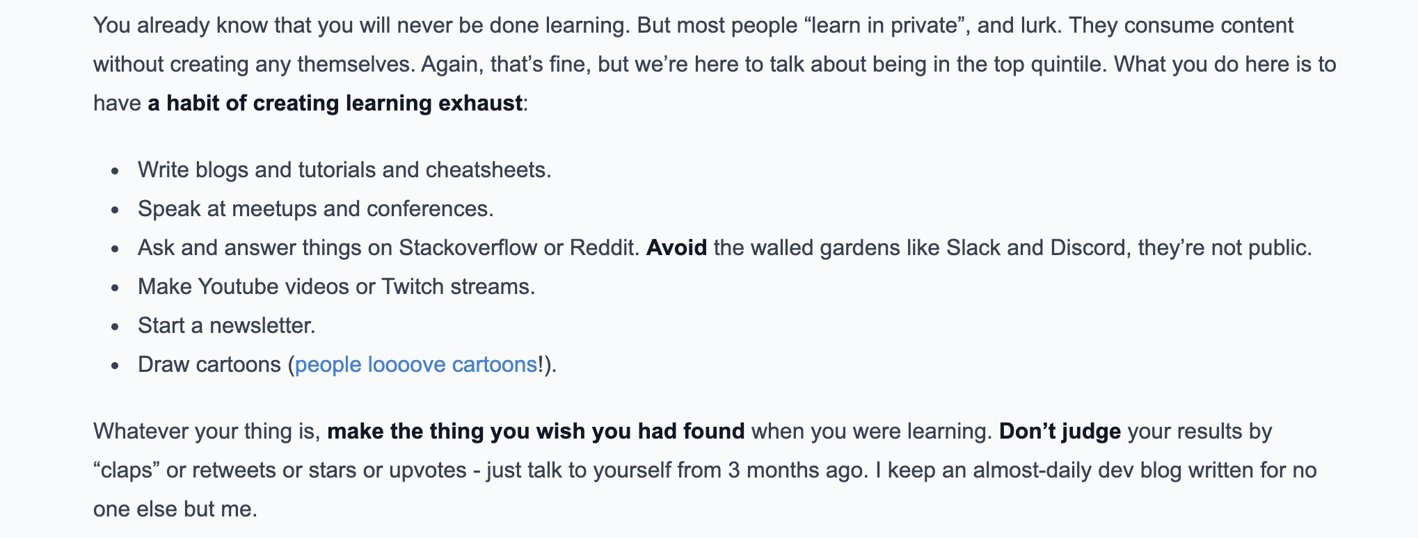 Learning in public concept by Shawn Wang - benefits of sharing your learning journey and building a portfolio through public documentation
