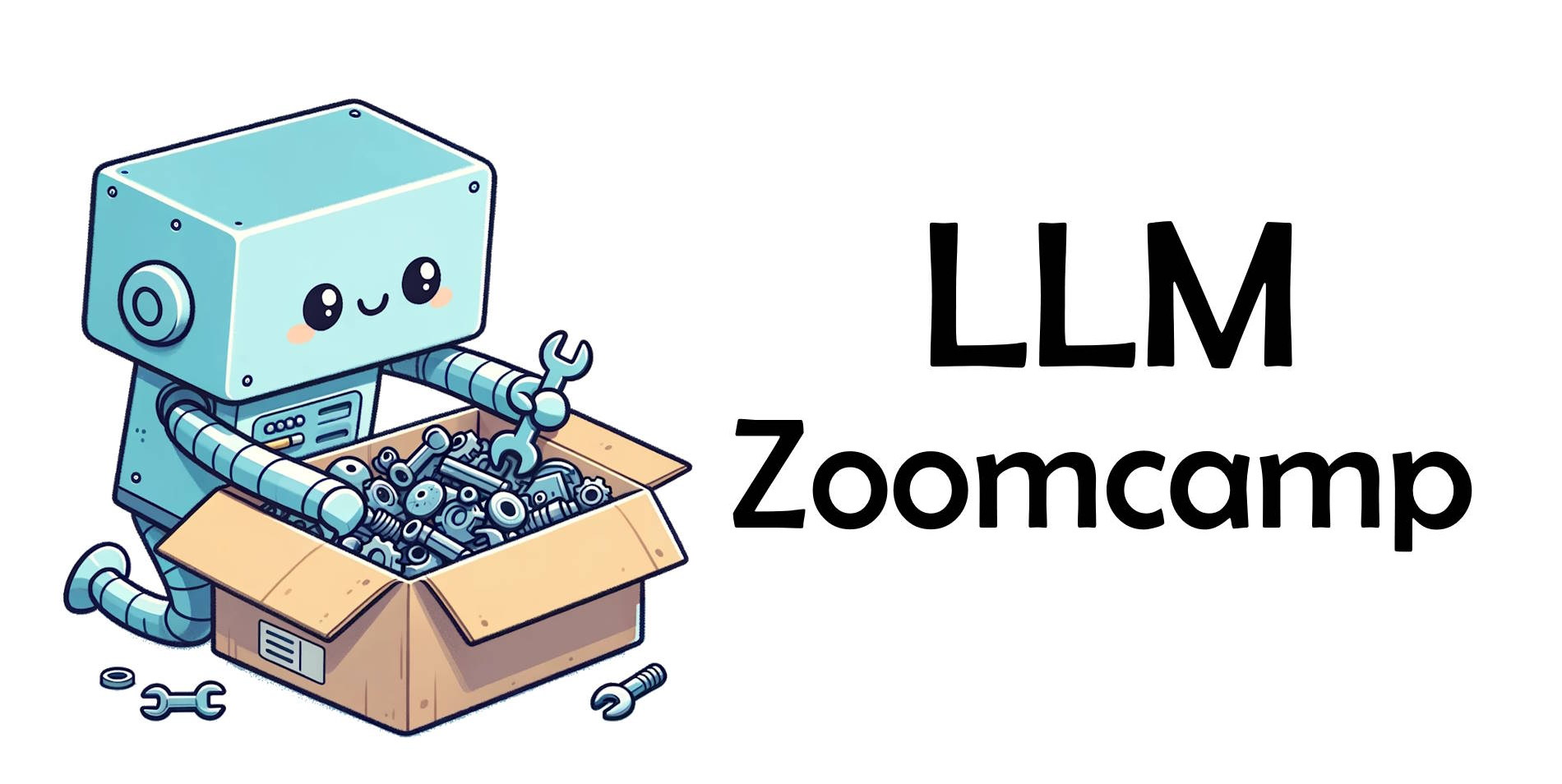LLM Zoomcamp course cover - free 10-week course on building RAG applications with large language models, vector search, evaluation, and monitoring