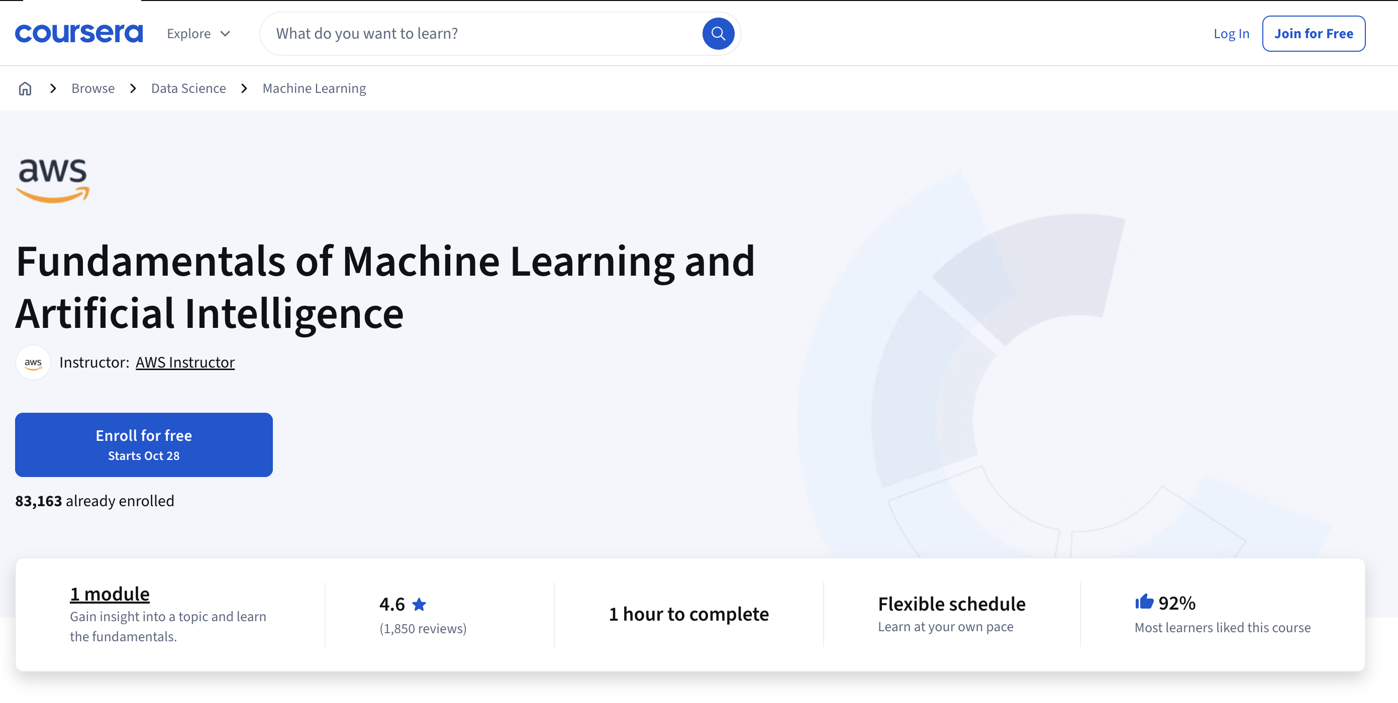 AWS Fundamentals of Machine Learning and AI - free Coursera course covering AI/ML basics, neural networks, and AWS ML services