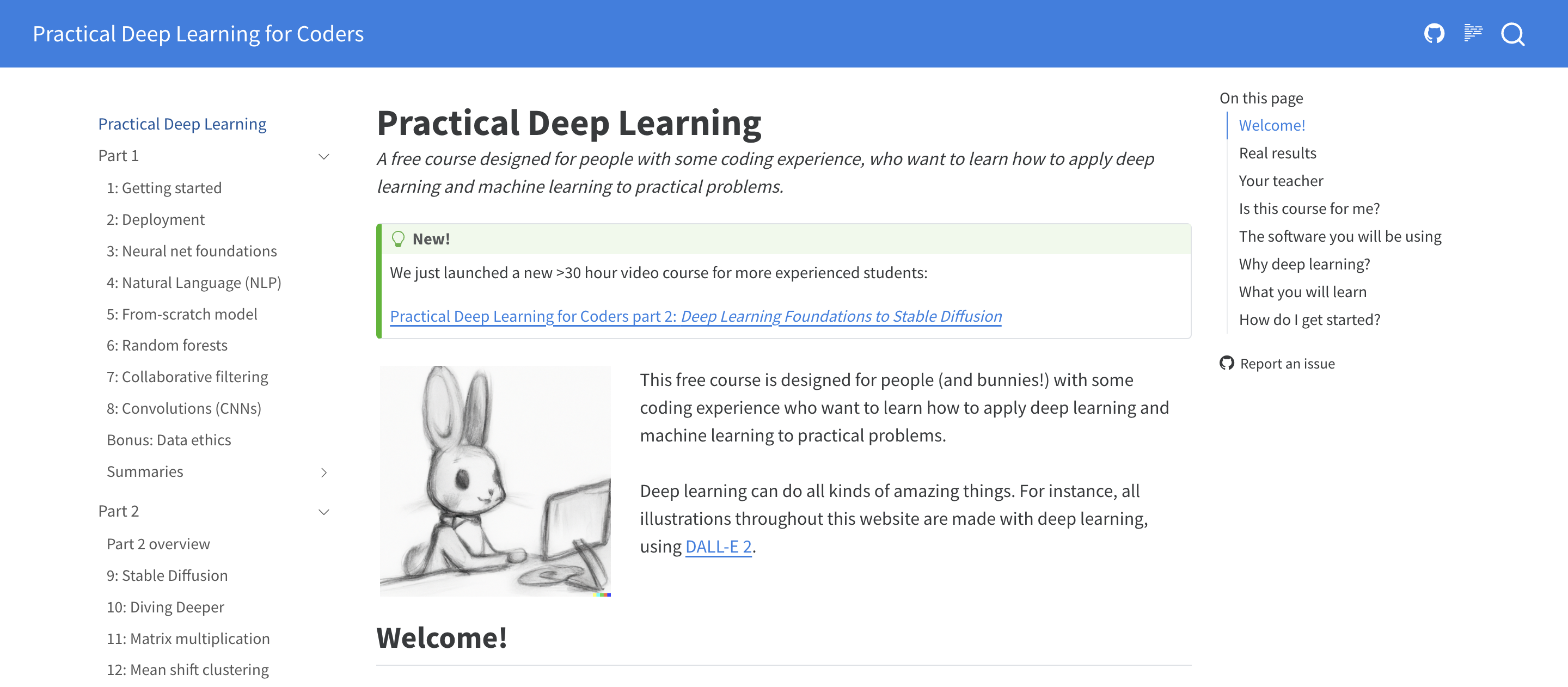 Fast.ai Practical Deep Learning for Coders - free course teaching computer vision, NLP, tabular data, and model deployment with minimal prerequisites