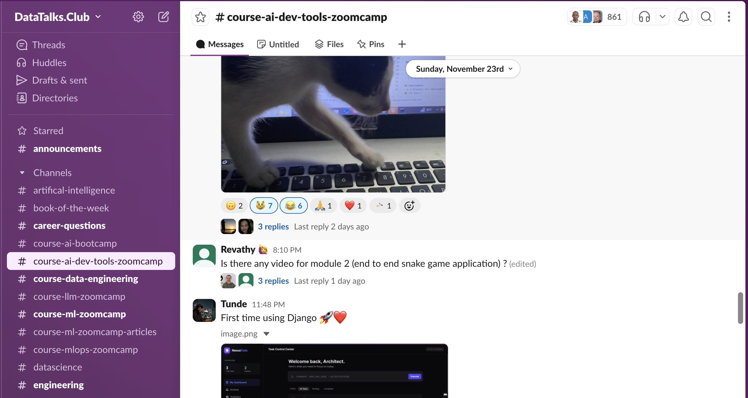 DataTalks.Club Slack community - active discussions and peer support for AI Dev Tools Zoomcamp students