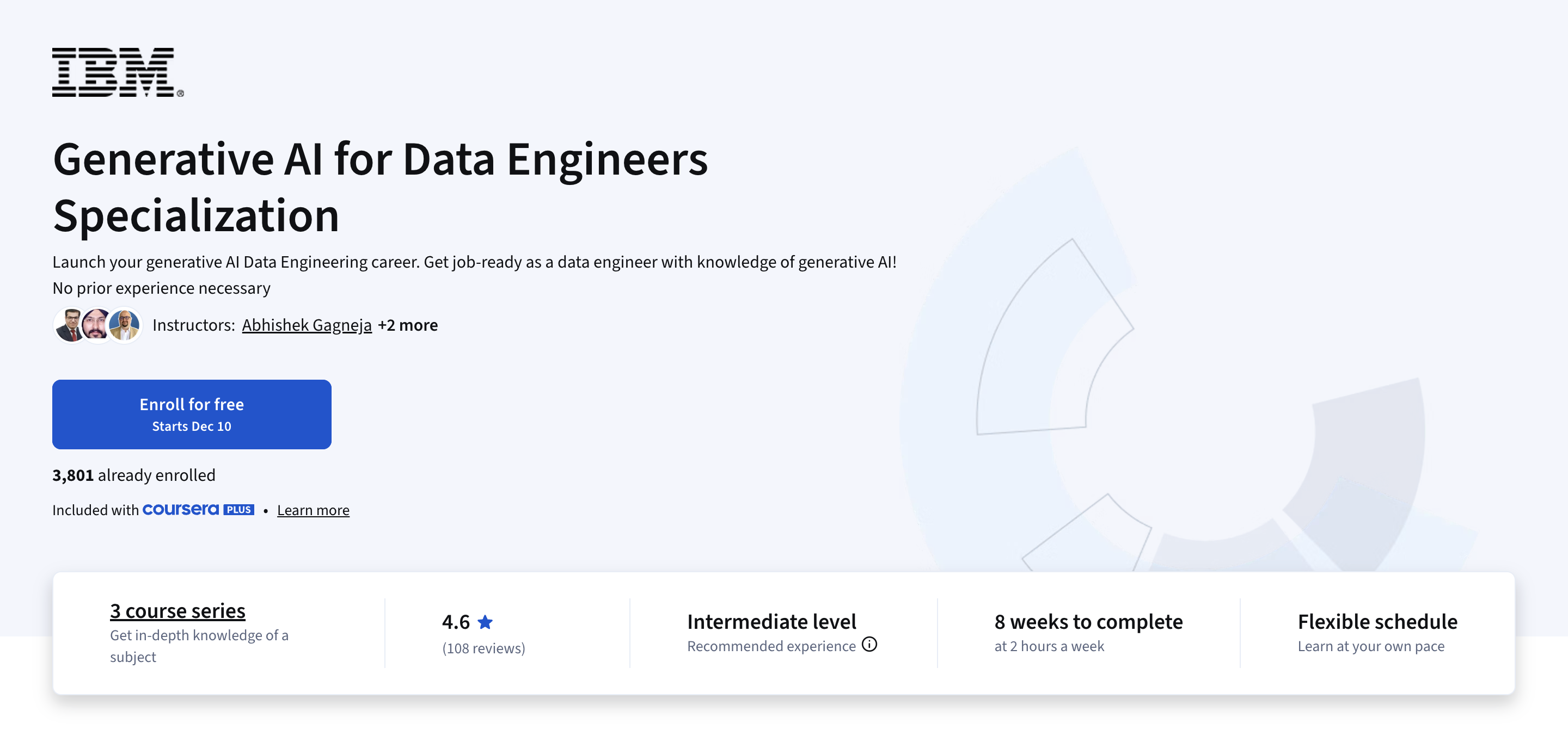 Generative AI for Data Engineers Specialization course overview